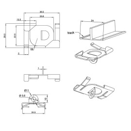 Geckoteq Clip de plafond en métal blanc et noir - 7 kg