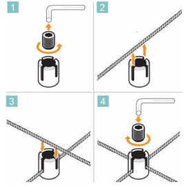 GeckoTeq Cable cross clamp for steel or perlon wires - incl. Allen