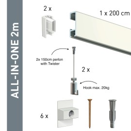 Artiteq Click Rail Set en blanc 200cm - 20kg