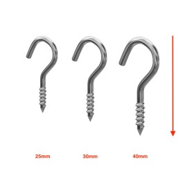 GeckoTeq - Open Screw Hook galvanized - in 3 sizes