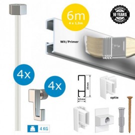 AT Click Rail White Paintable Budget Package - 6 mètres