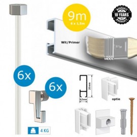 AT Click Rail White Paintable Budget Package - 9 mètres