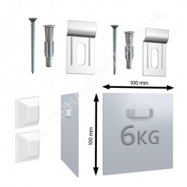 GeckoTeq Zelfklevende DiBond & Spiegel hanger set 1 - 100x100 x2 - 2 muur haken, 4 PVC Bumpers en 1 reinigingsdoekje